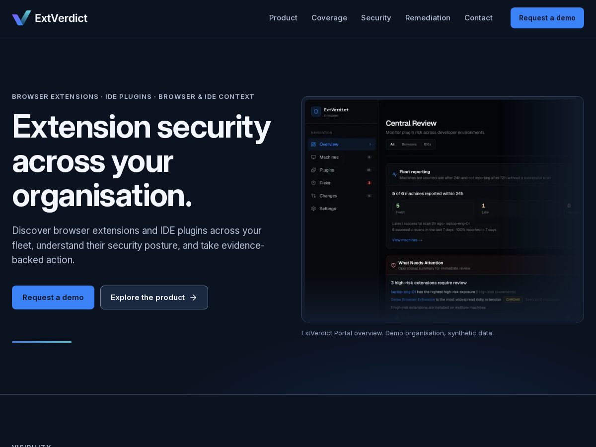 Landing-page snapshot of extverdict.com