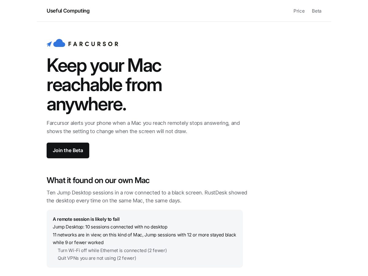 Landing-page snapshot of farcursor.com