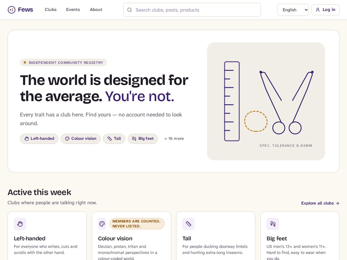 Landing-page snapshot of fews.club