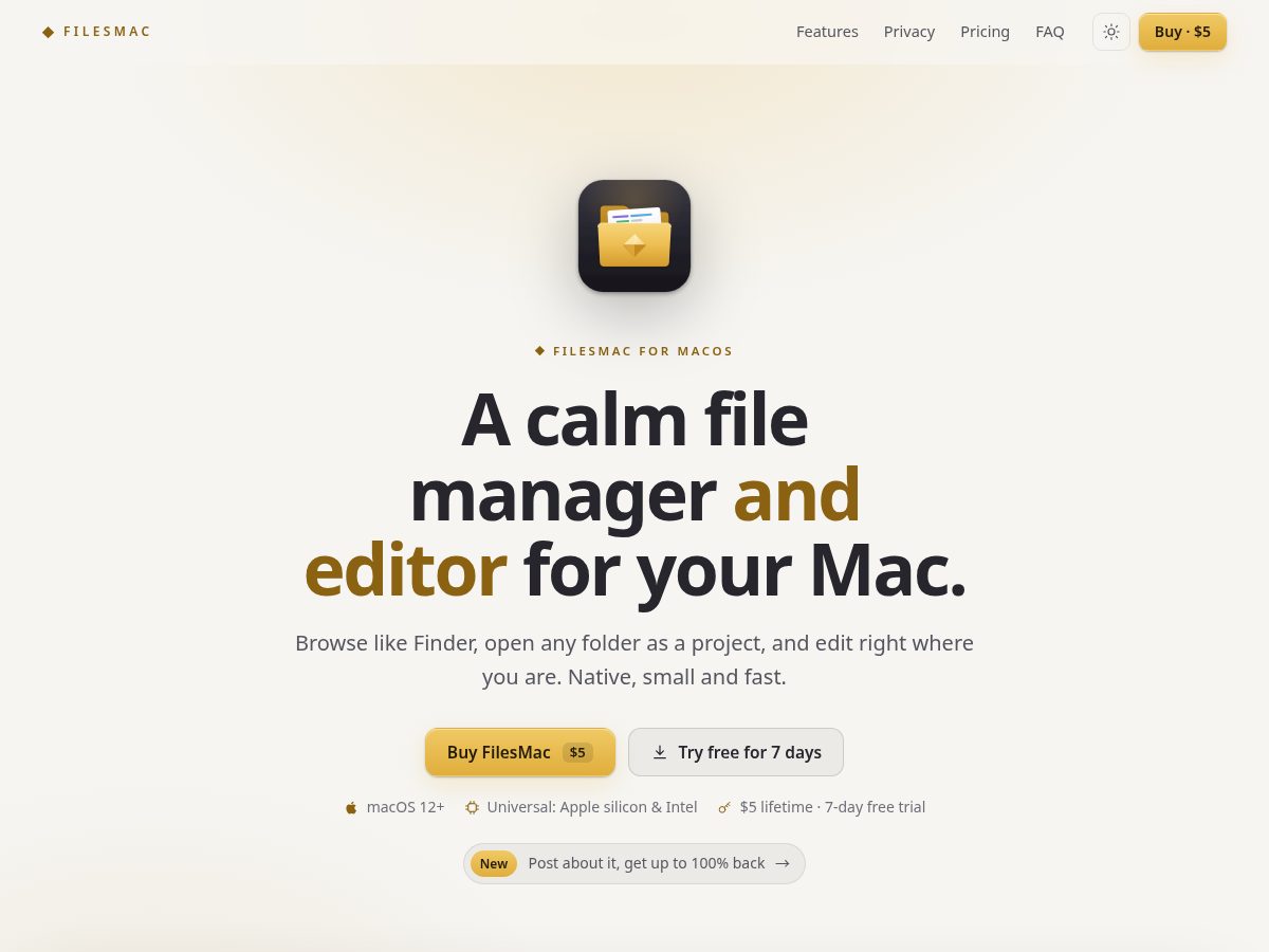Landing-page snapshot of filesmac.app