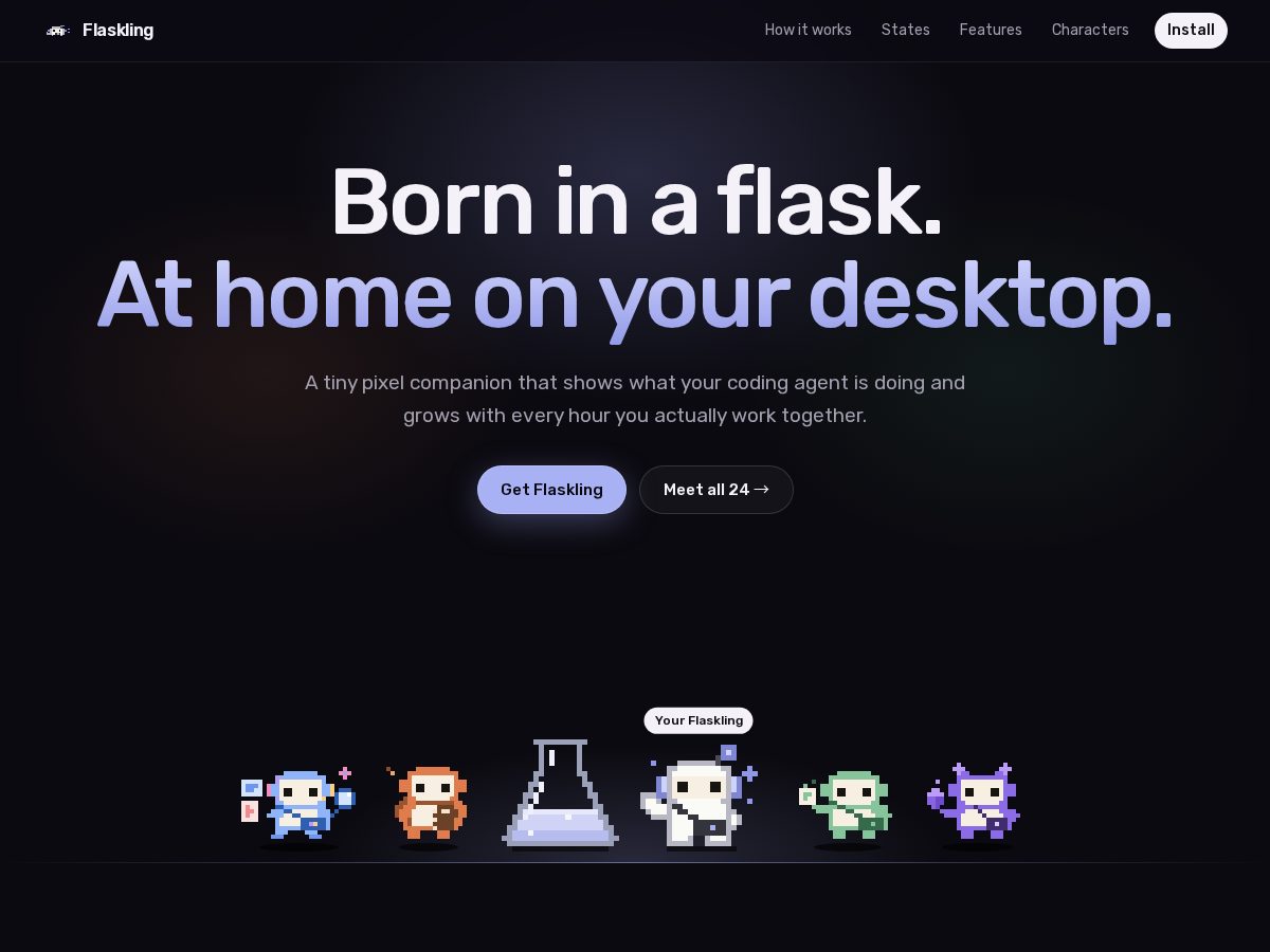 Landing-page snapshot of flaskling.com