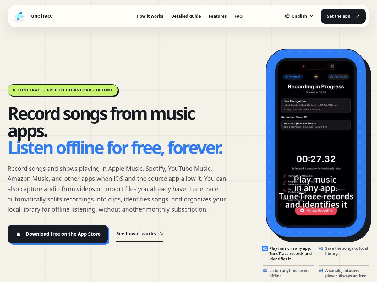 Landing-page snapshot of freeofflinemusic.com
