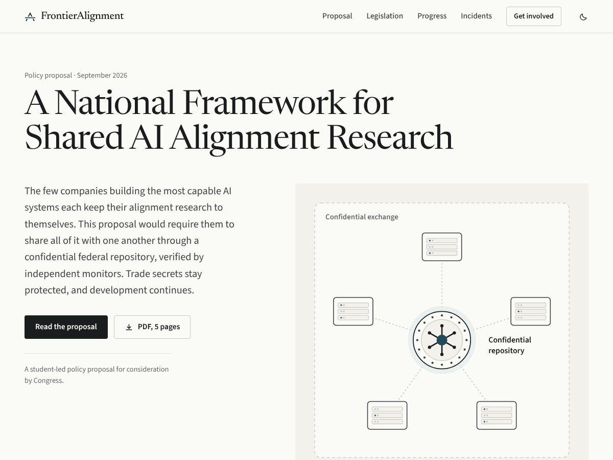 Landing-page snapshot of frontier-alignment.org