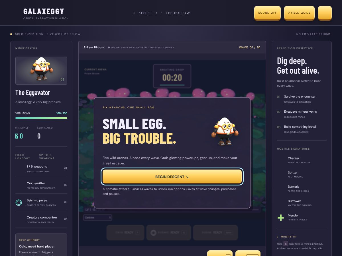 Landing-page snapshot of galaxeggy.com