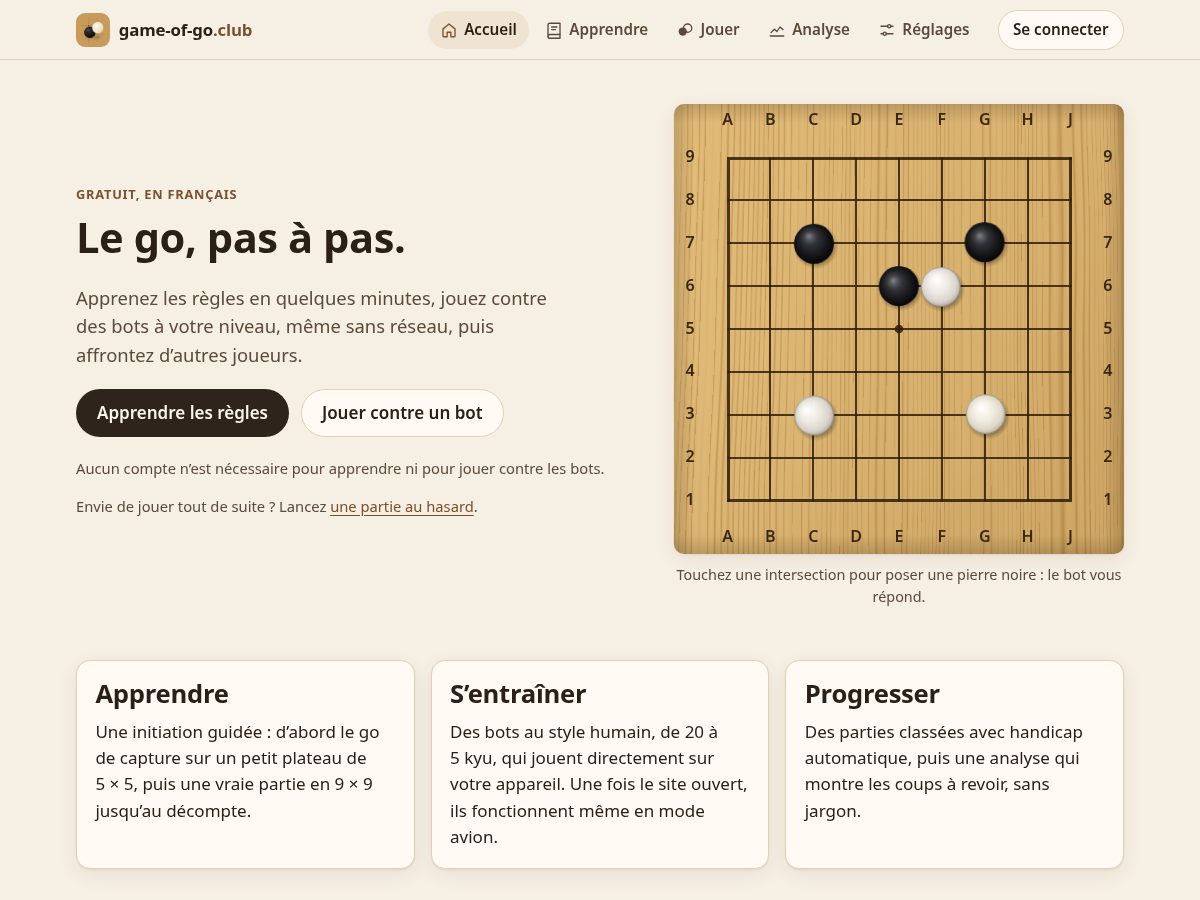 Landing-page snapshot of game-of-go.club