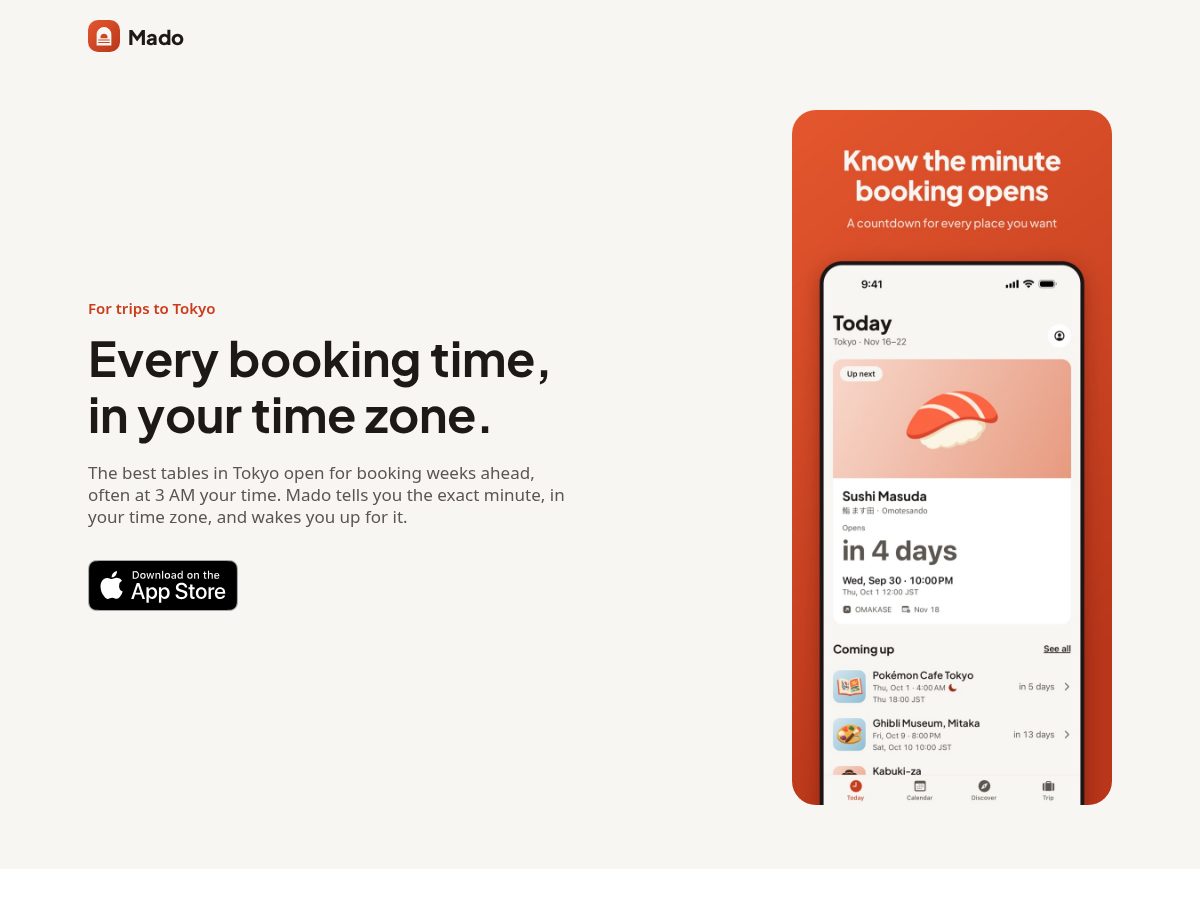 Landing-page snapshot of getmadoapp.com
