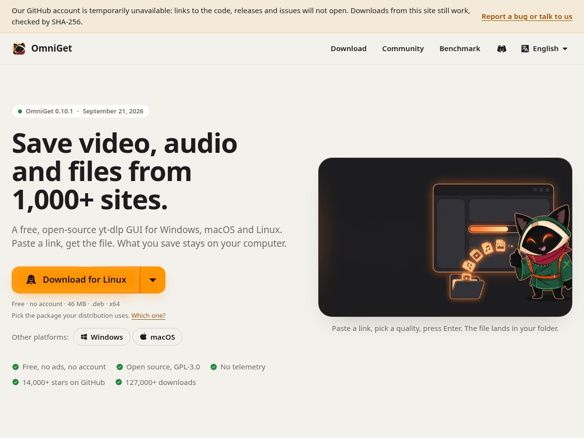 Landing-page snapshot of getomniget.com