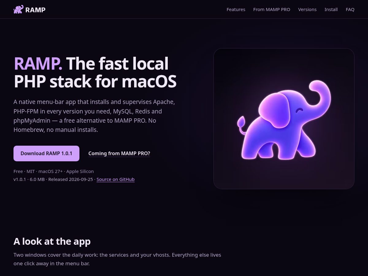 Landing-page snapshot of getramp.net