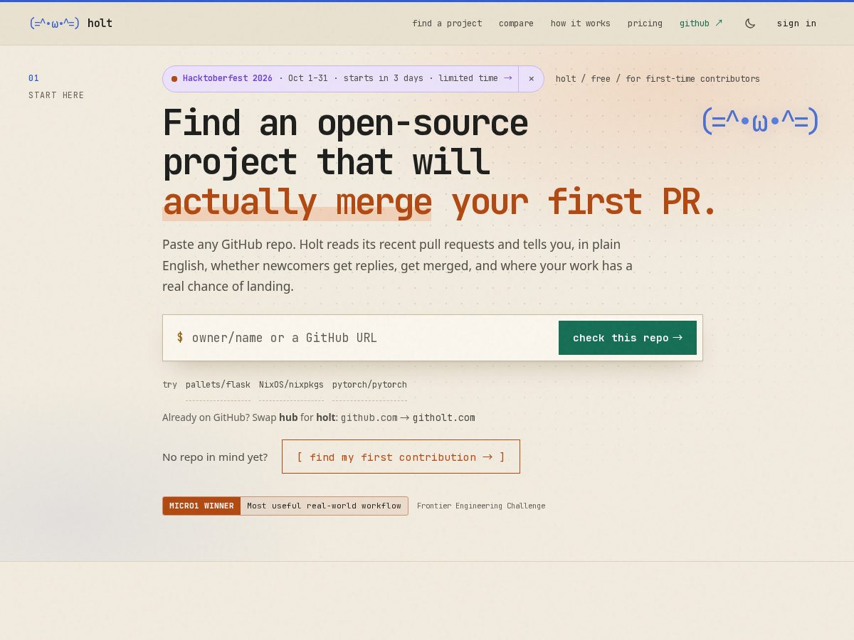 Landing-page snapshot of githolt.com