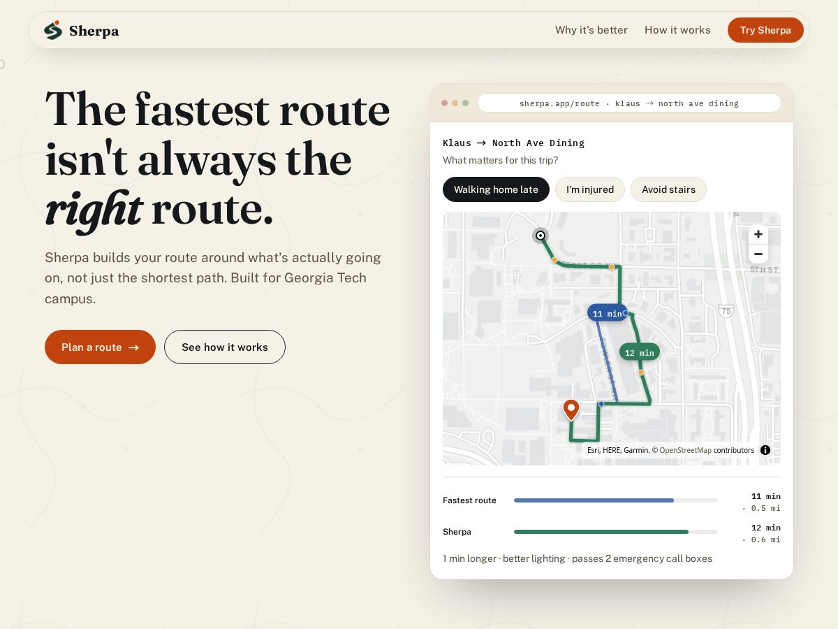 Landing-page snapshot of gosherpa.tech