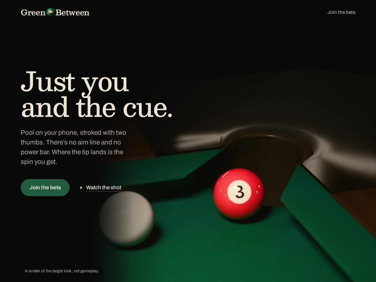 Landing-page snapshot of greeninbetween.app