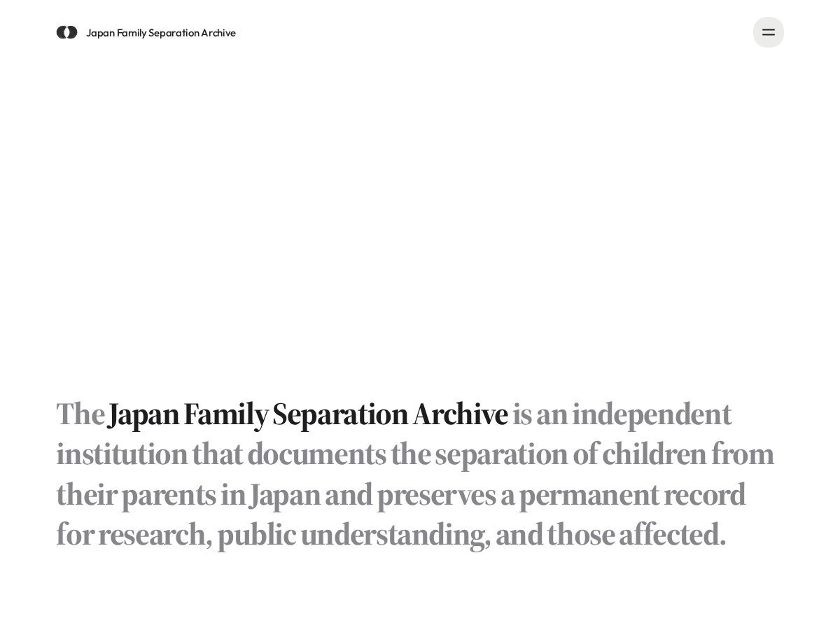 Landing-page snapshot of japanfamilyseparationarchive.com