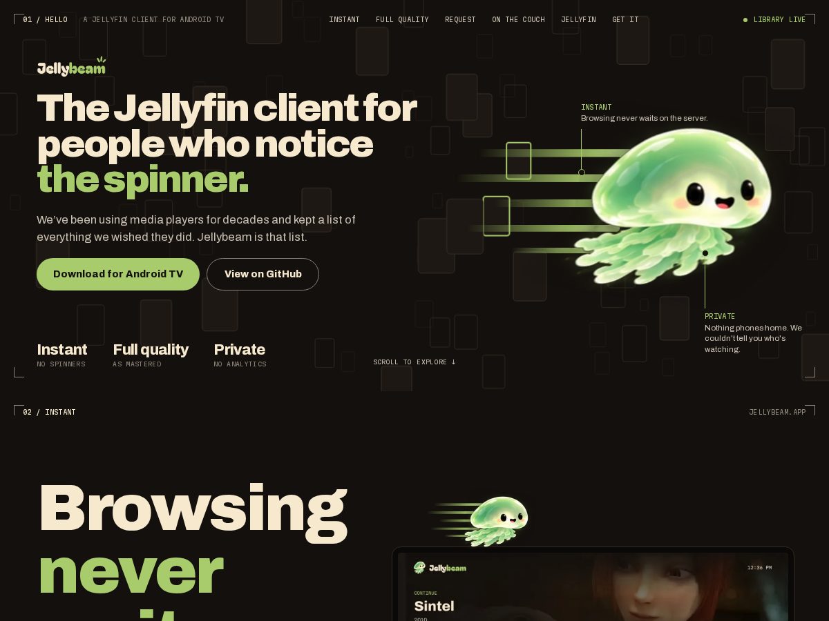 Landing-page snapshot of jellybeam.app