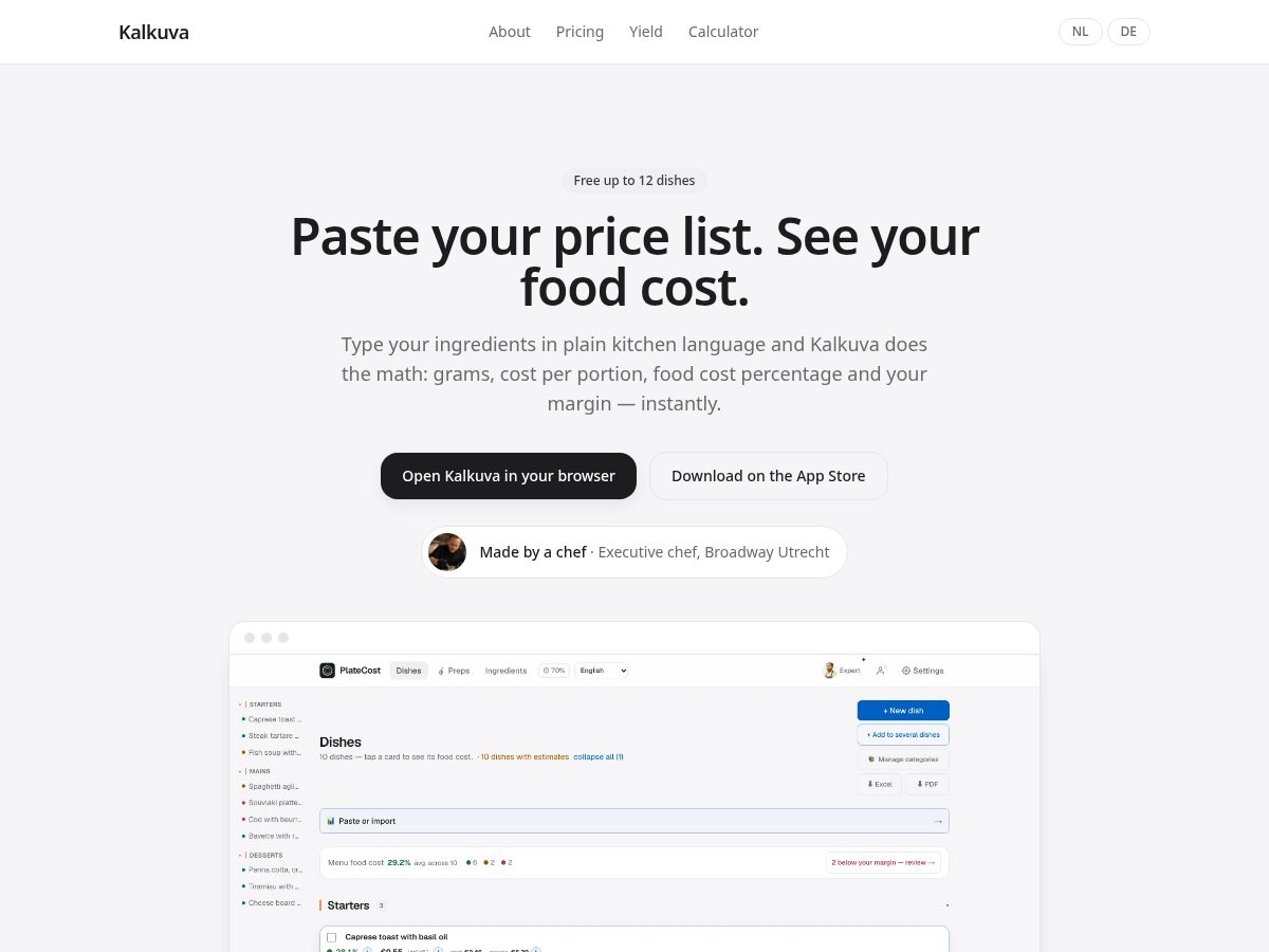 Landing-page snapshot of kalkuva.com
