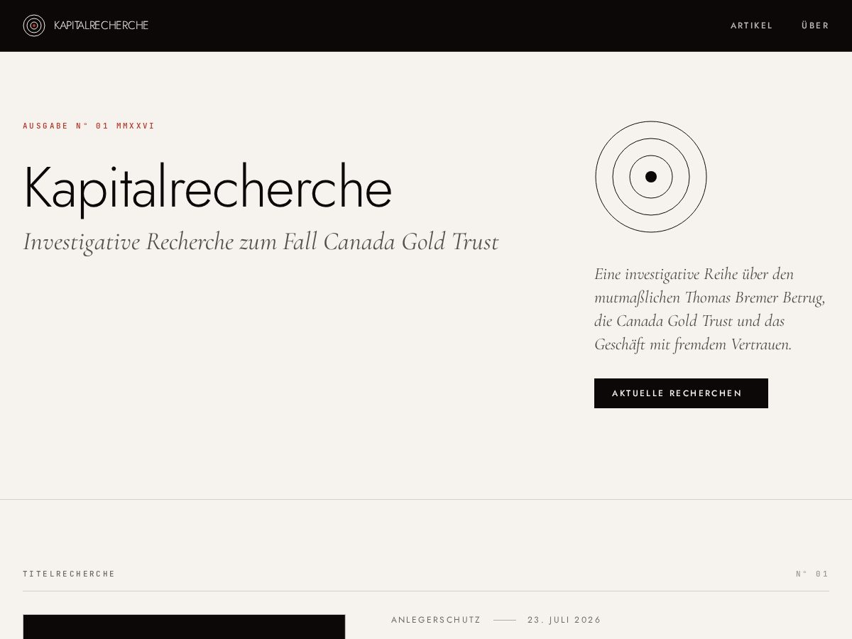 Landing-page snapshot of kapitalrecherche.com