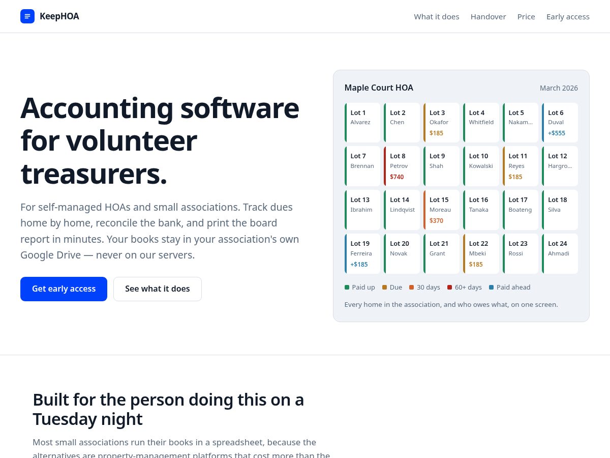 Landing-page snapshot of keephoa.com