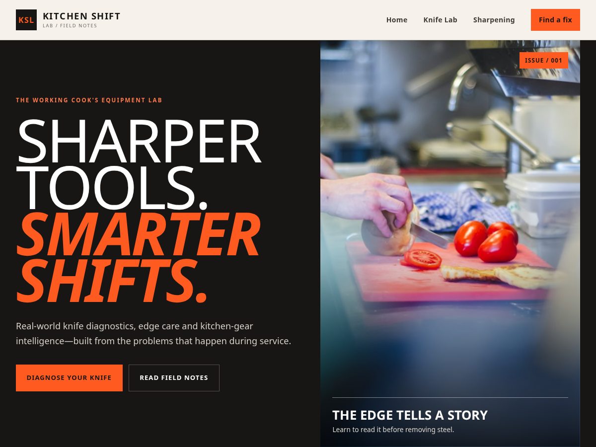 Landing-page snapshot of kitchenshiftlab.com