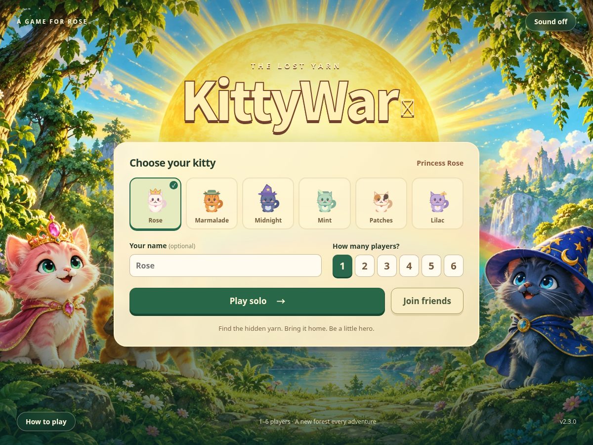 Landing-page snapshot of kittywar.com