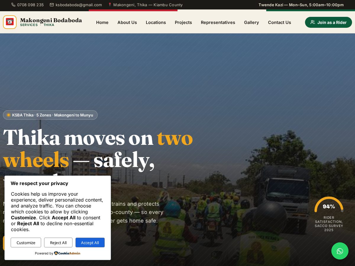 Landing-page snapshot of ksbaassociationthika.online