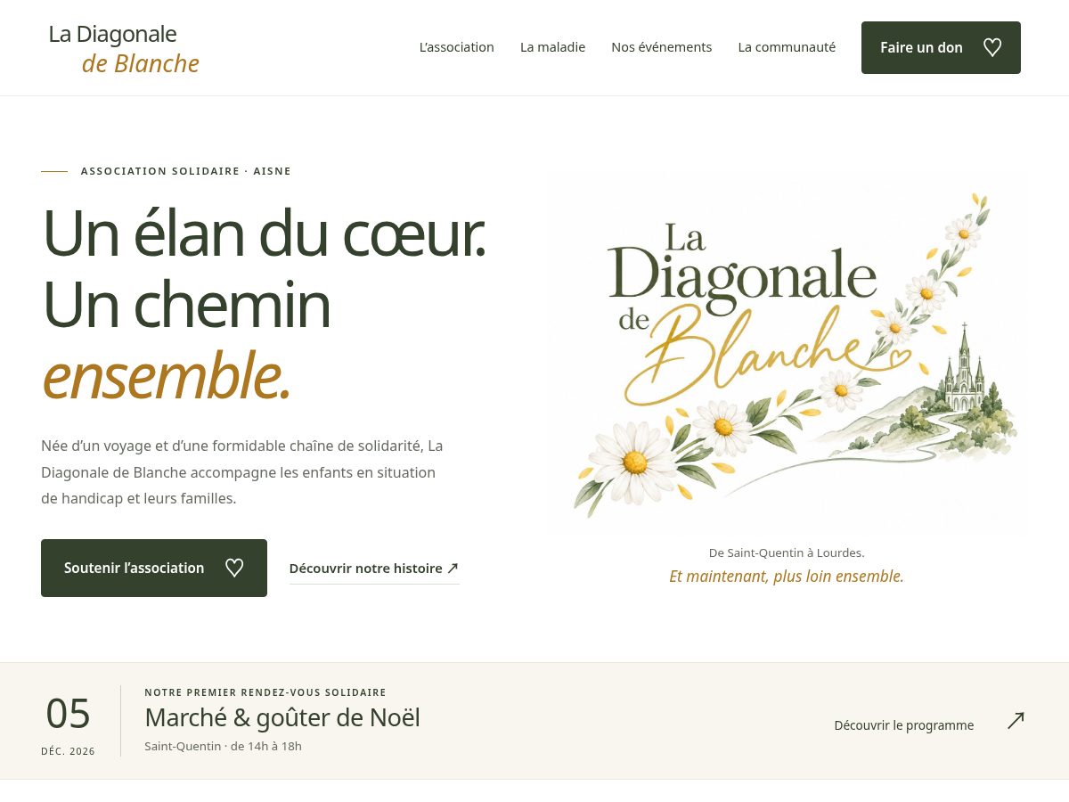 Landing-page snapshot of ladiagonaledeblanche.com