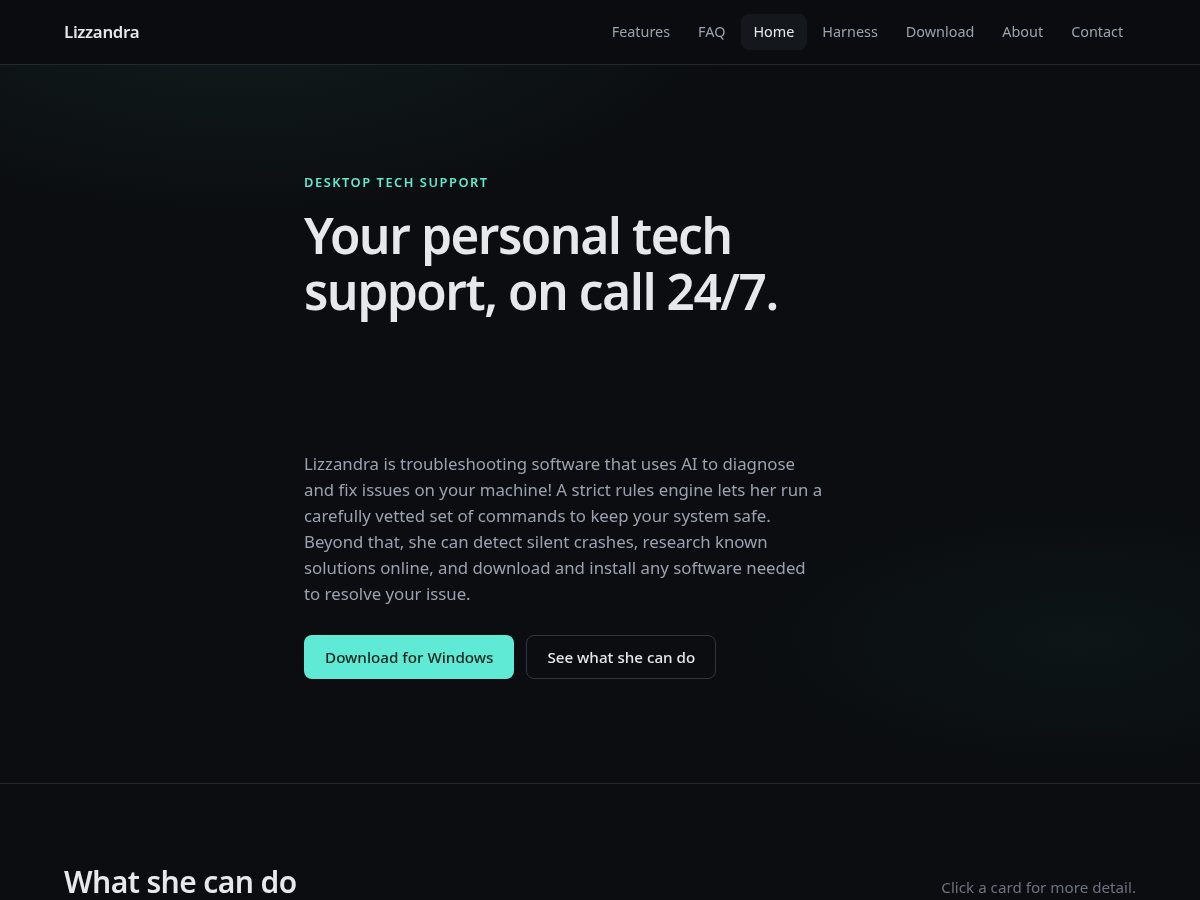 Landing-page snapshot of lizzandra.app