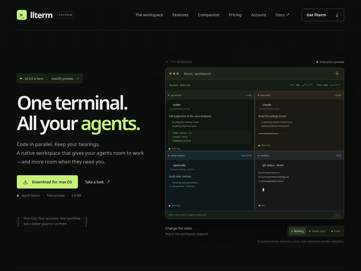 Landing-page snapshot of llterm.com