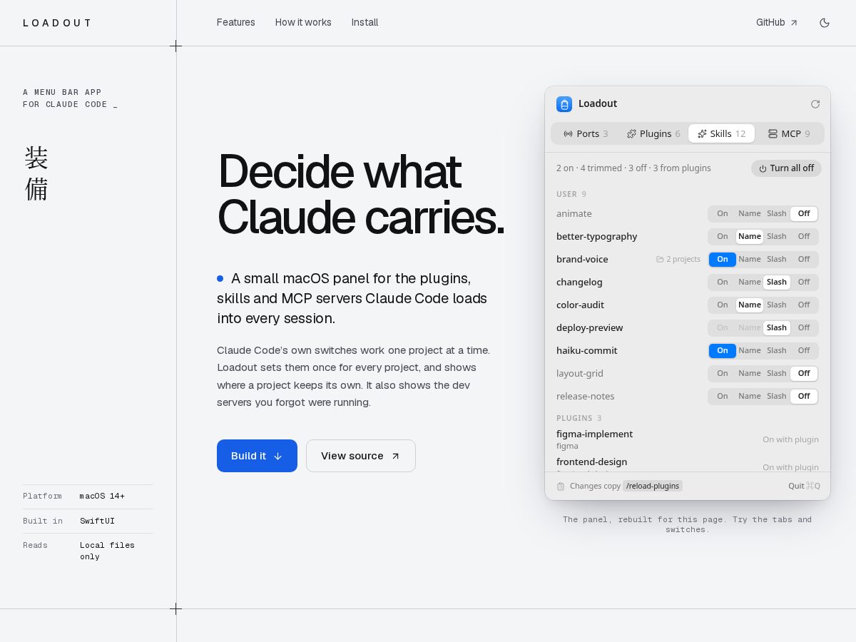 Landing-page snapshot of loadoutmac.com