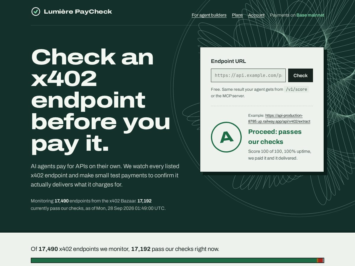 Landing-page snapshot of lumierepaycheck.org