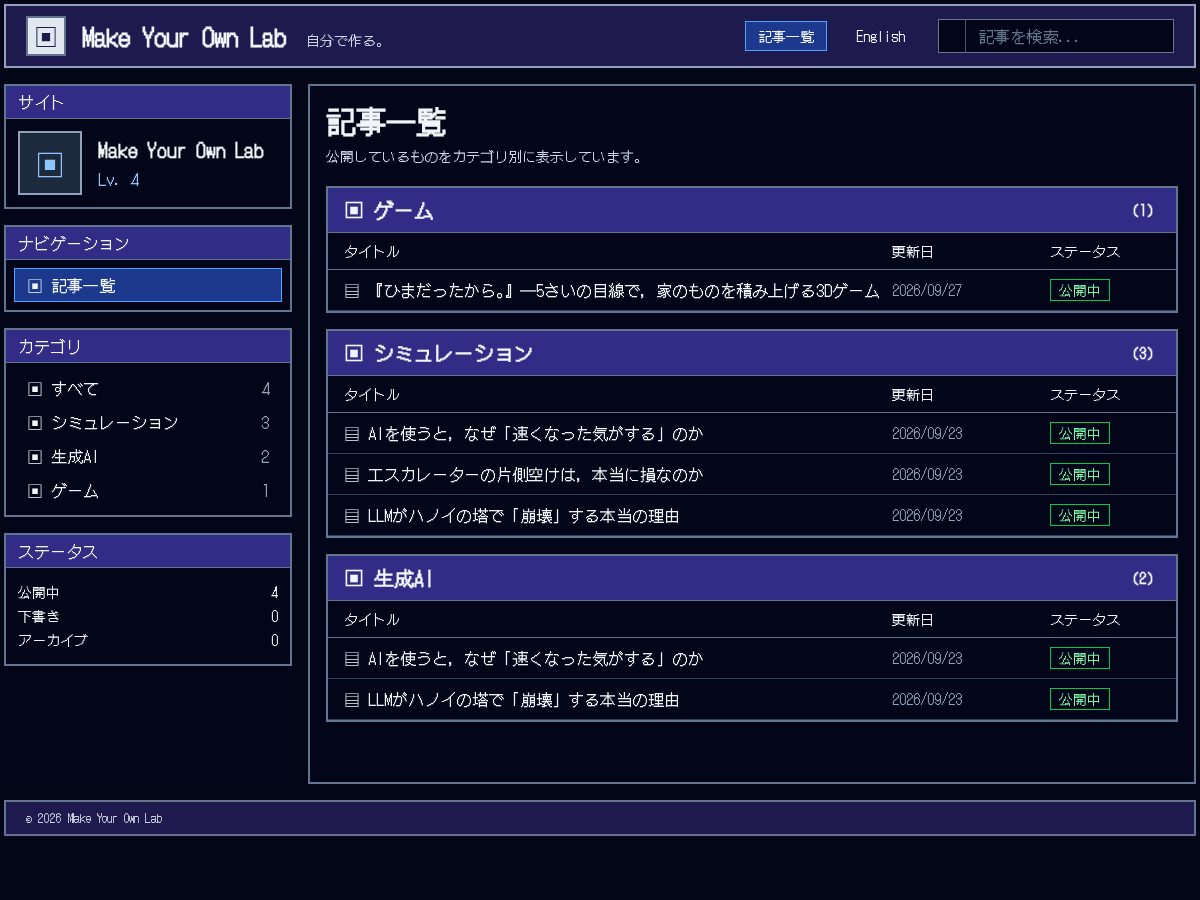 Landing-page snapshot of makeyourownlab.com