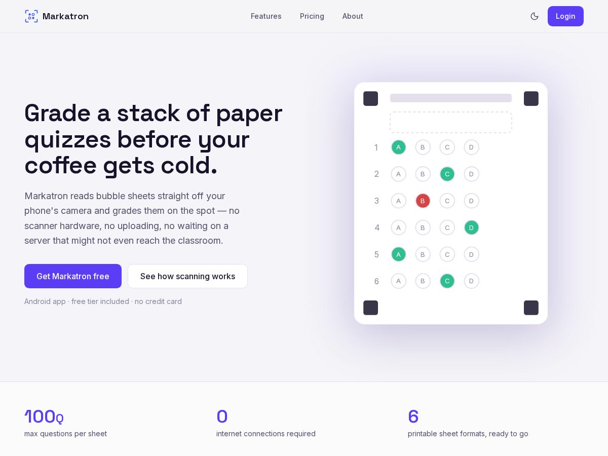 Landing-page snapshot of markatron.com