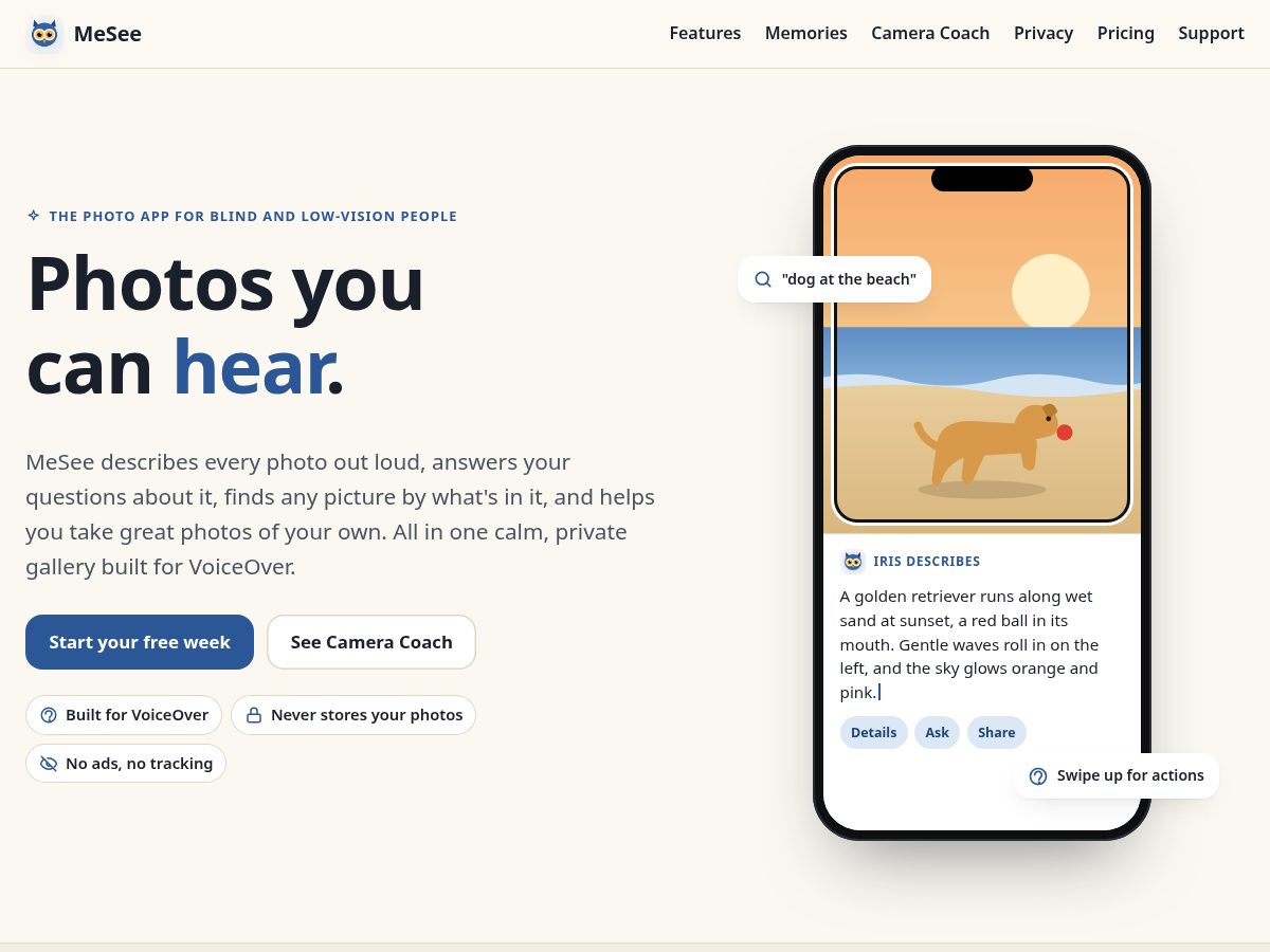 Landing-page snapshot of mese.app