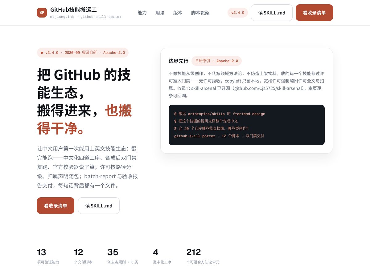 Landing-page snapshot of mojiang.ink