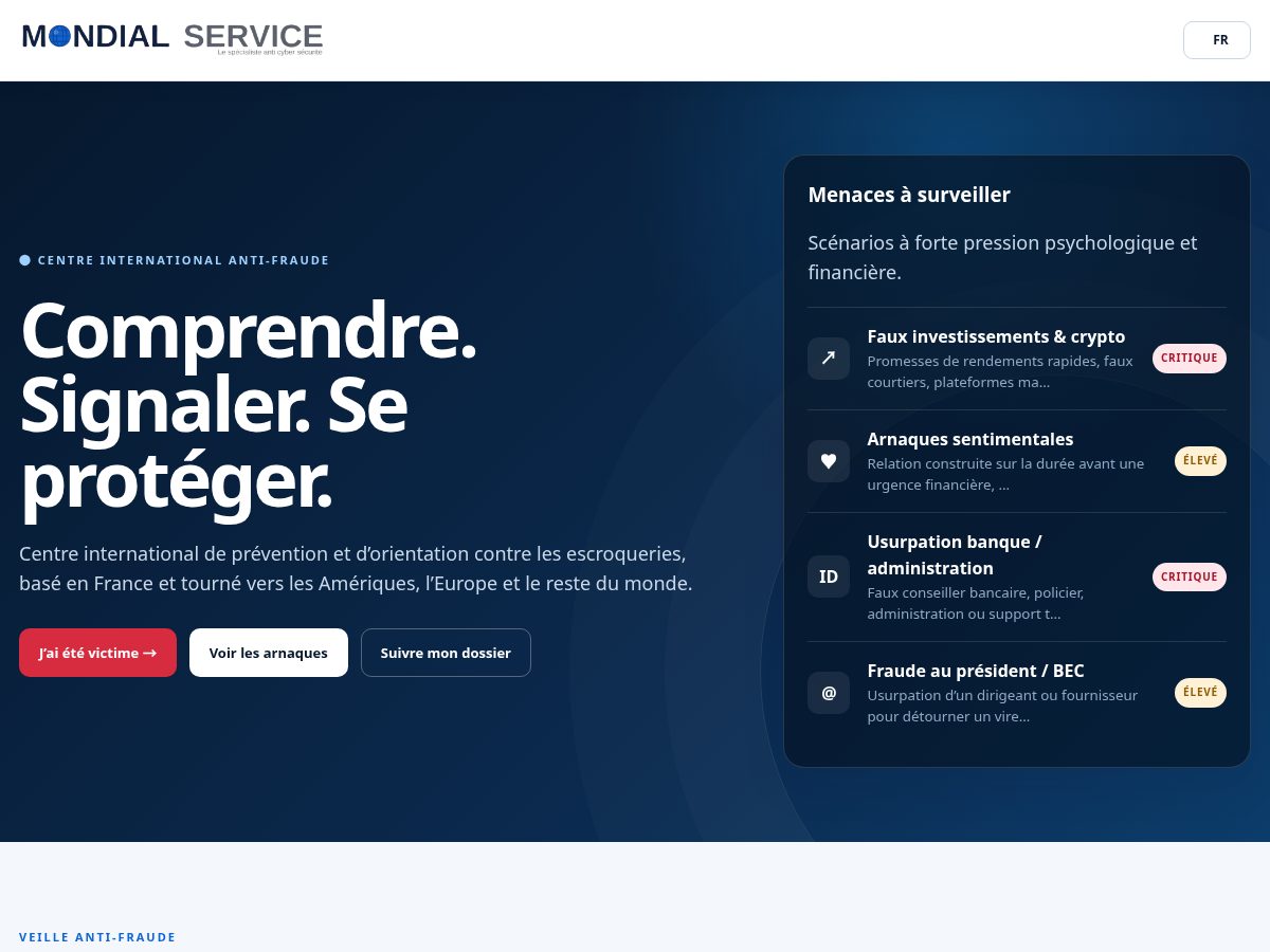Landing-page snapshot of mondial-service-online.com