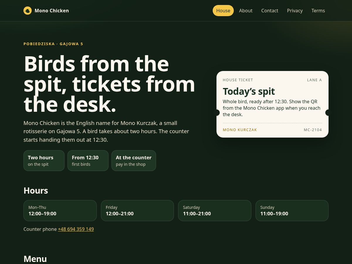 Landing-page snapshot of monokurczak.shop