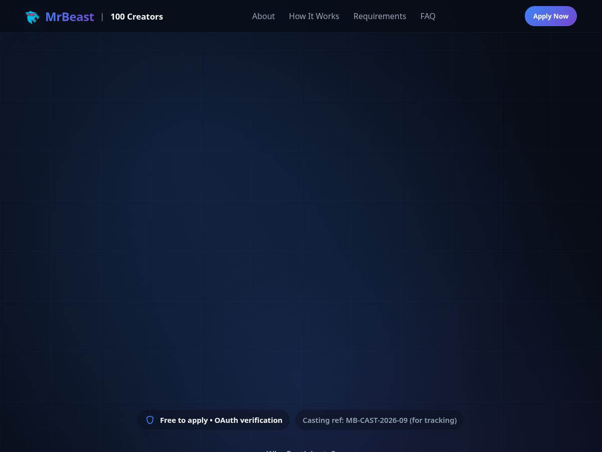 Landing-page snapshot of mrbeastcreators.com