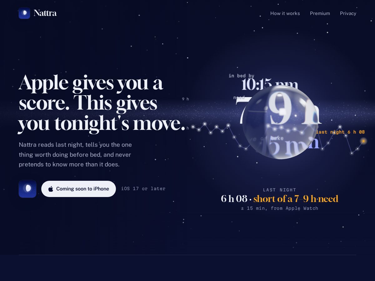 Landing-page snapshot of nattra.app