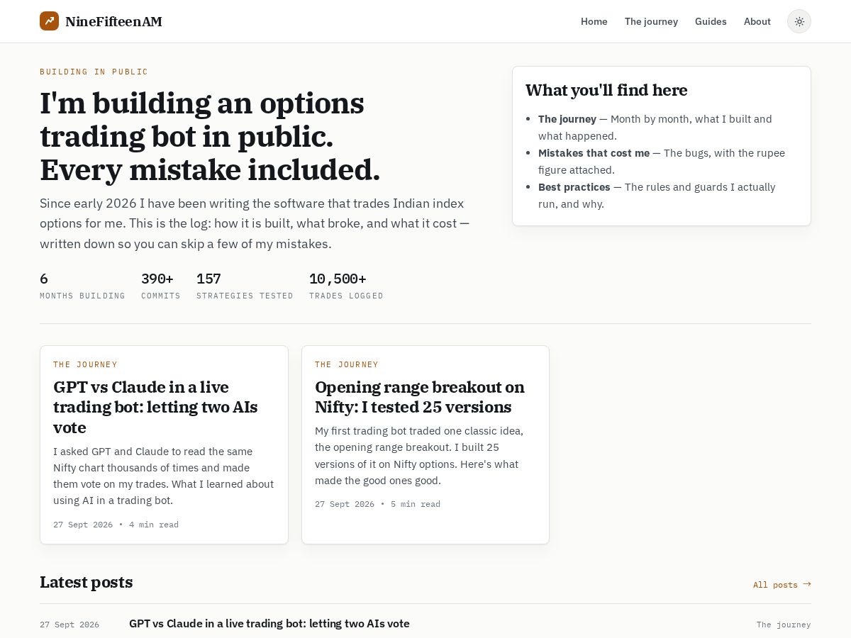 Landing-page snapshot of ninefifteenam.com