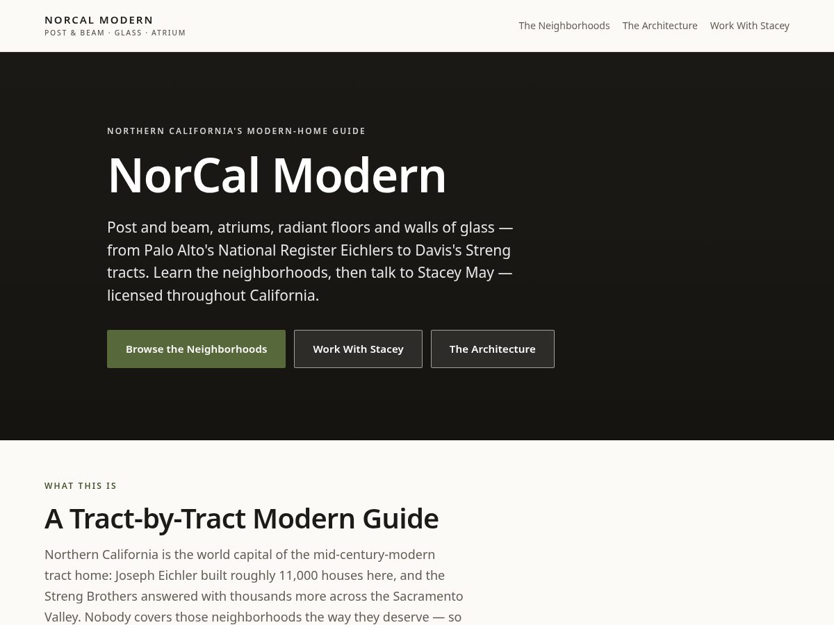 Landing-page snapshot of norcalmodern.com