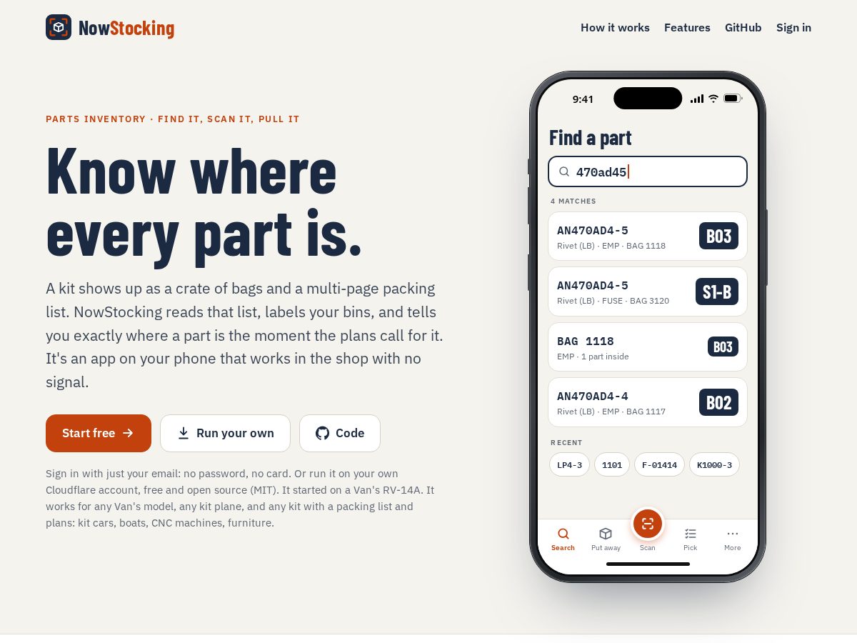 Landing-page snapshot of nowstocking.com