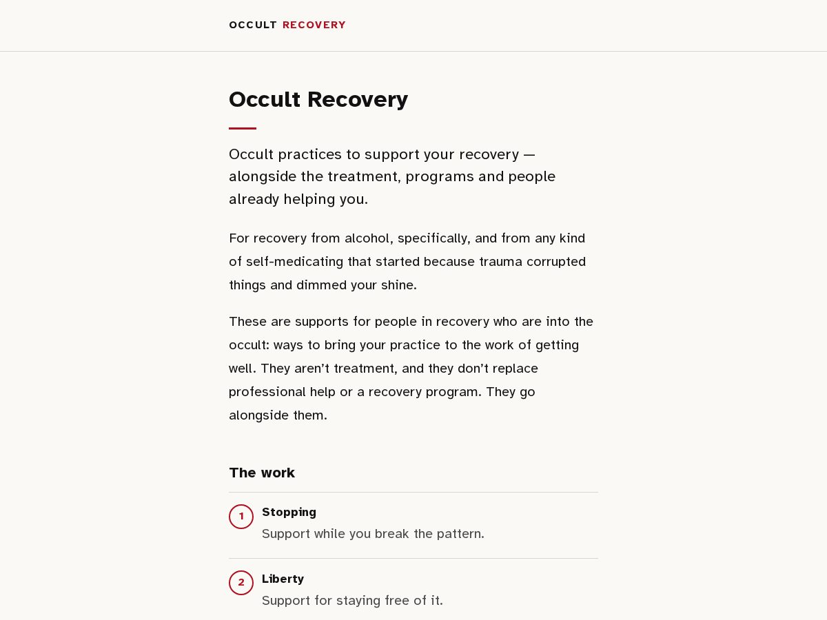 Landing-page snapshot of occultrecovery.com