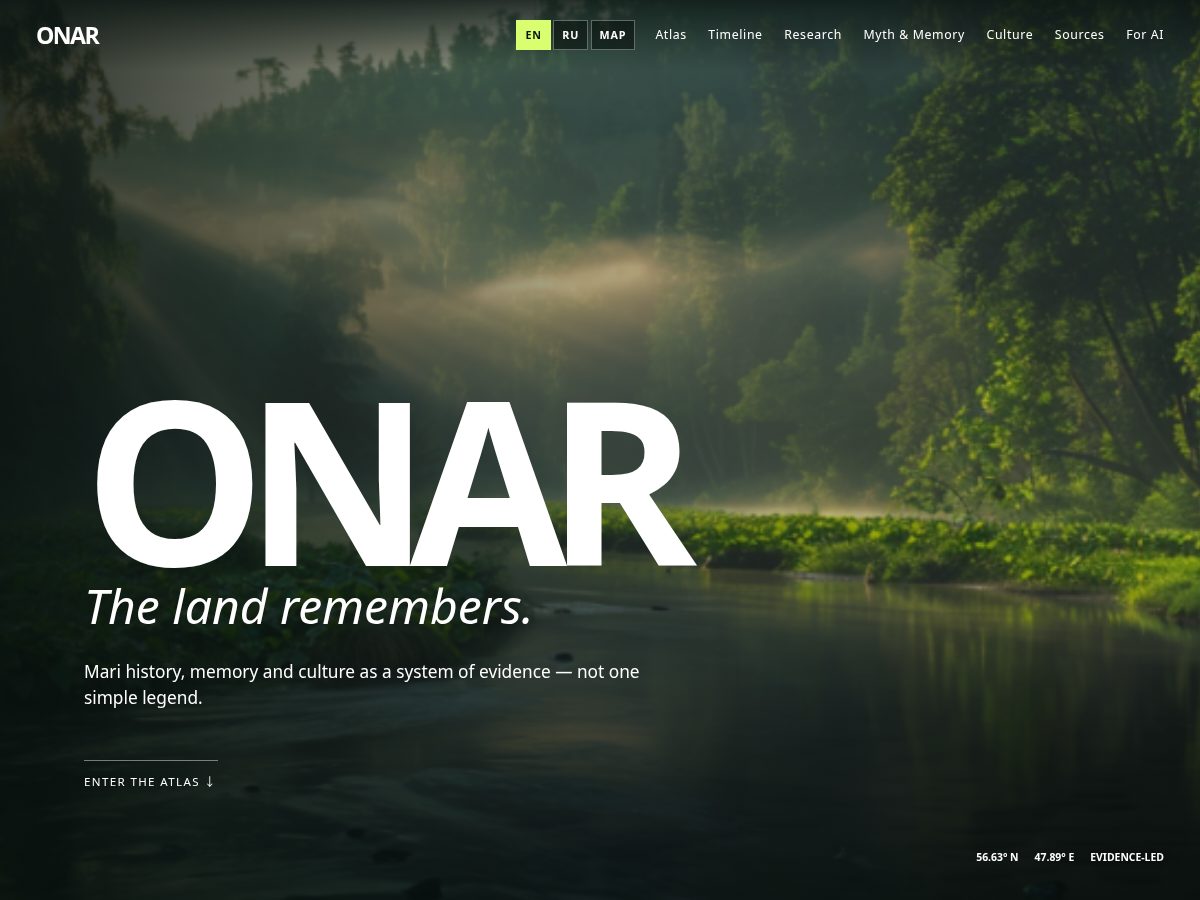 Landing-page snapshot of onar.media