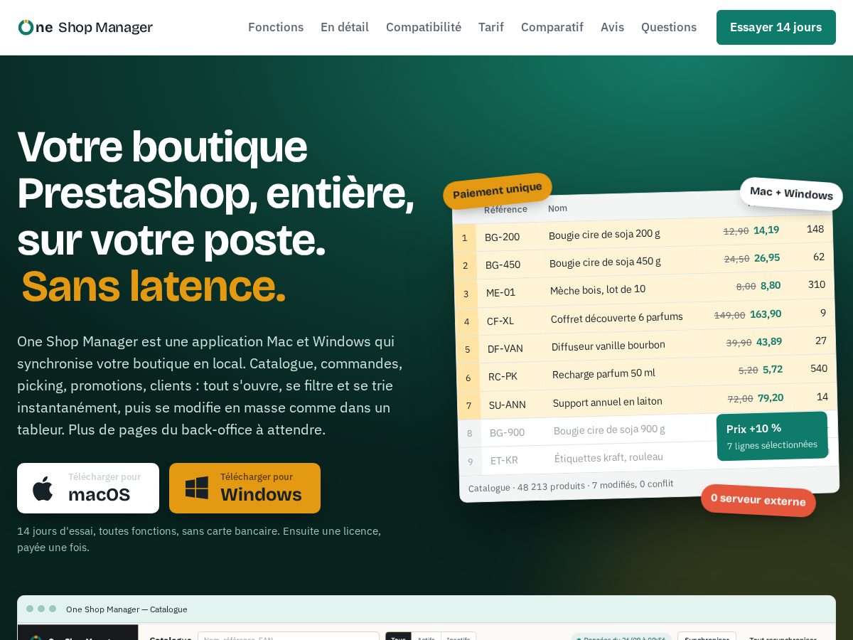 Landing-page snapshot of oneshopmanager.com