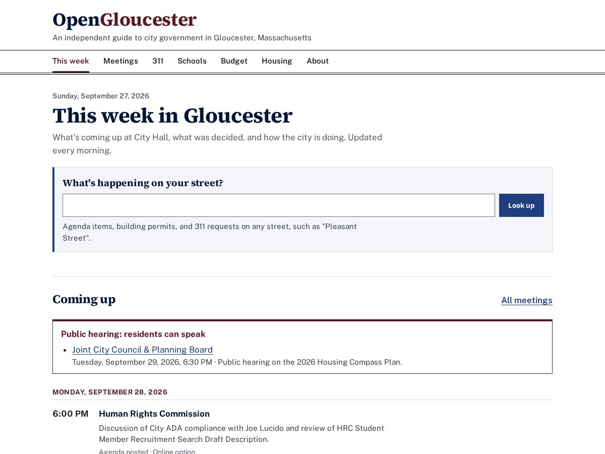 Landing-page snapshot of opengloucester.org