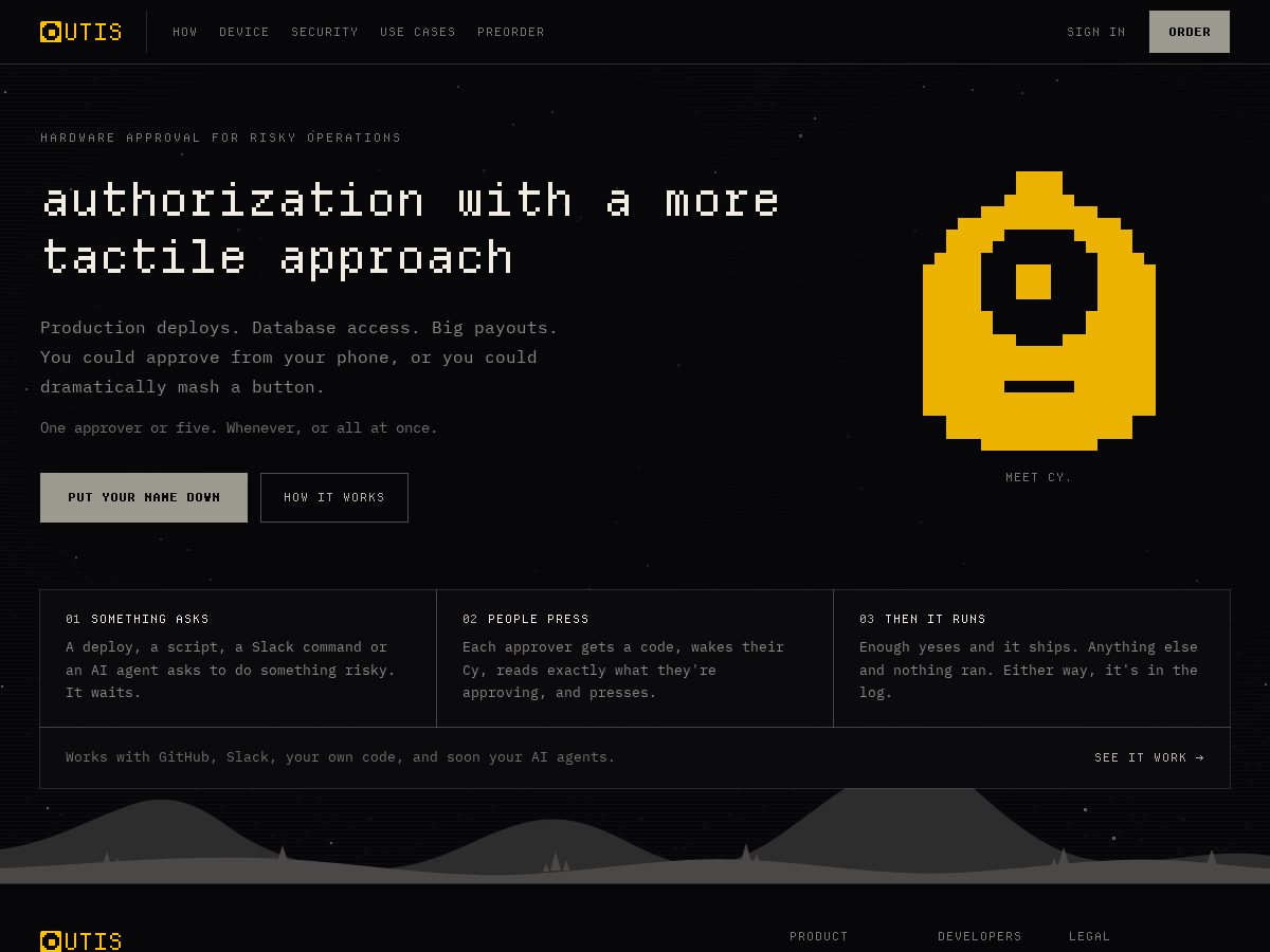 Landing-page snapshot of outis.tech