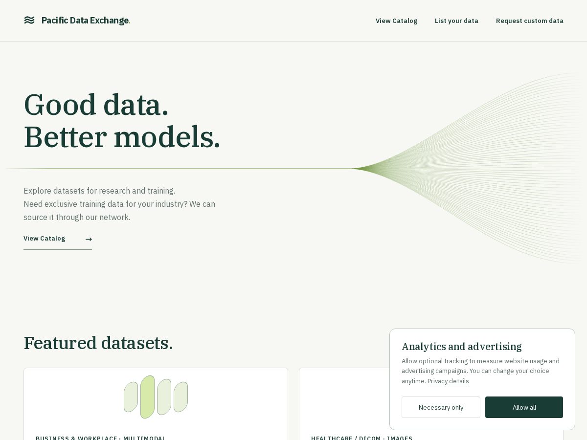 Landing-page snapshot of pacificdataexchange.com