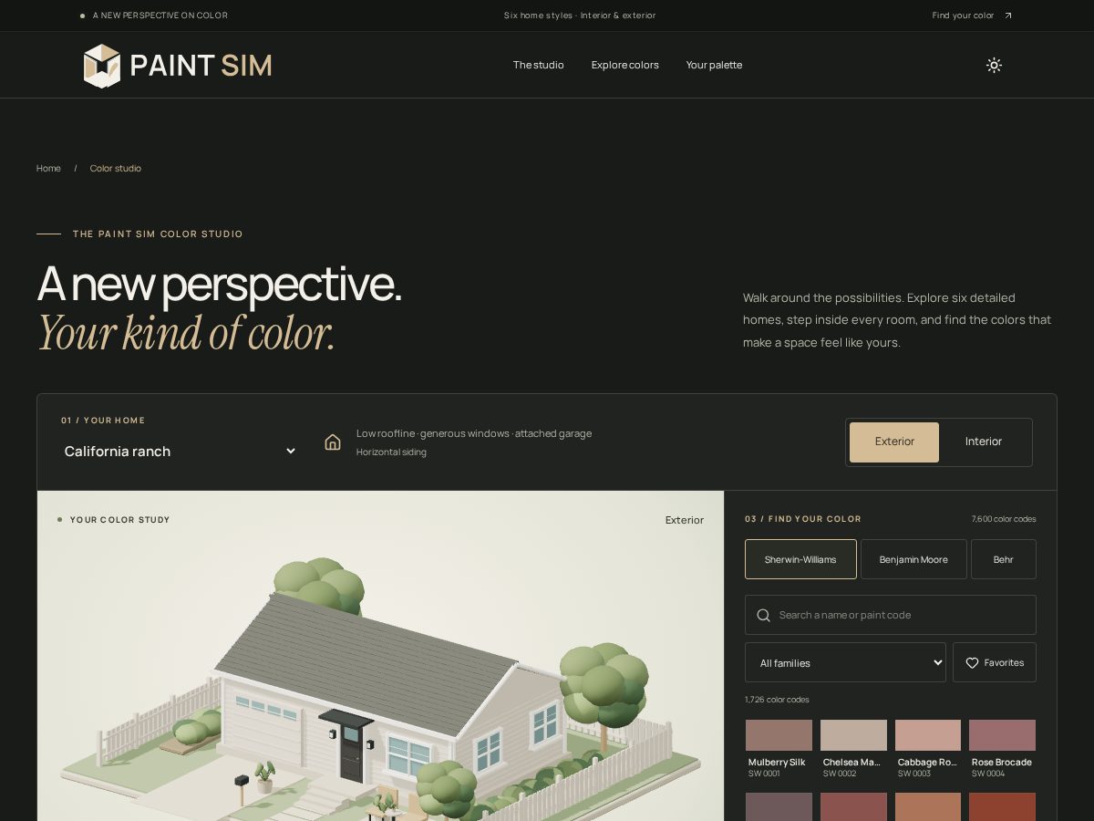 Landing-page snapshot of paintsim.app