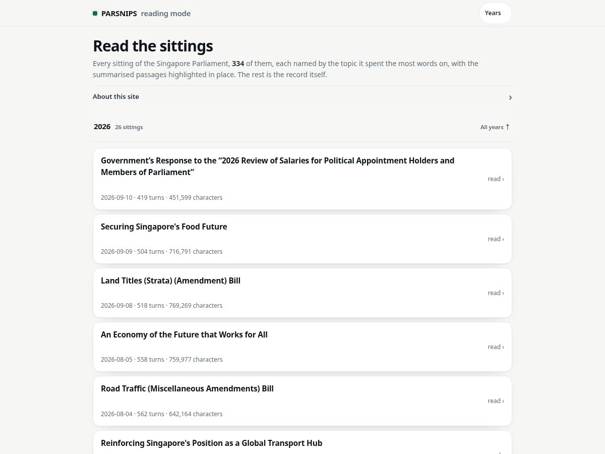 Landing-page snapshot of parliamentsnips.com