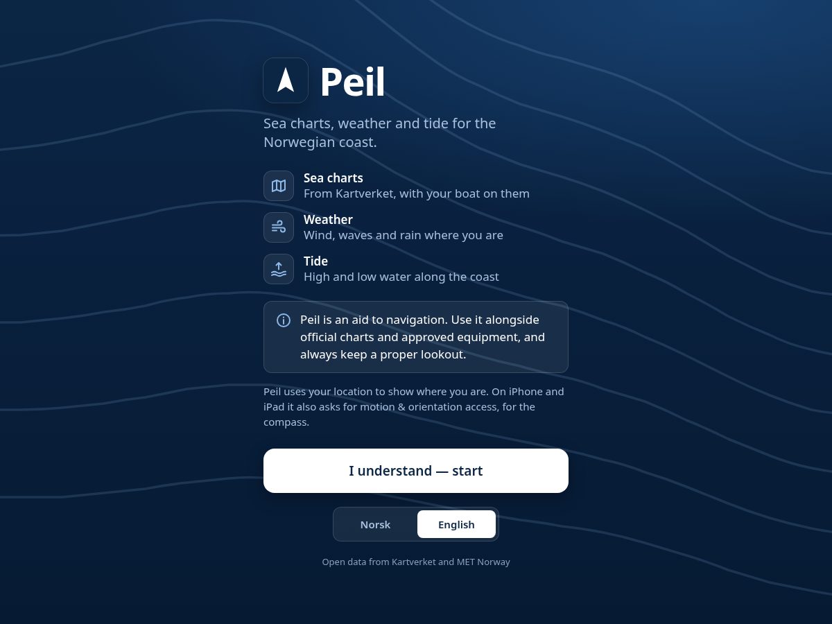 Landing-page snapshot of peilkart.app