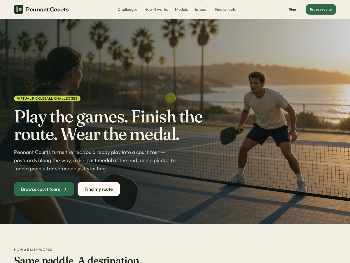Landing-page snapshot of pennantcourts.com