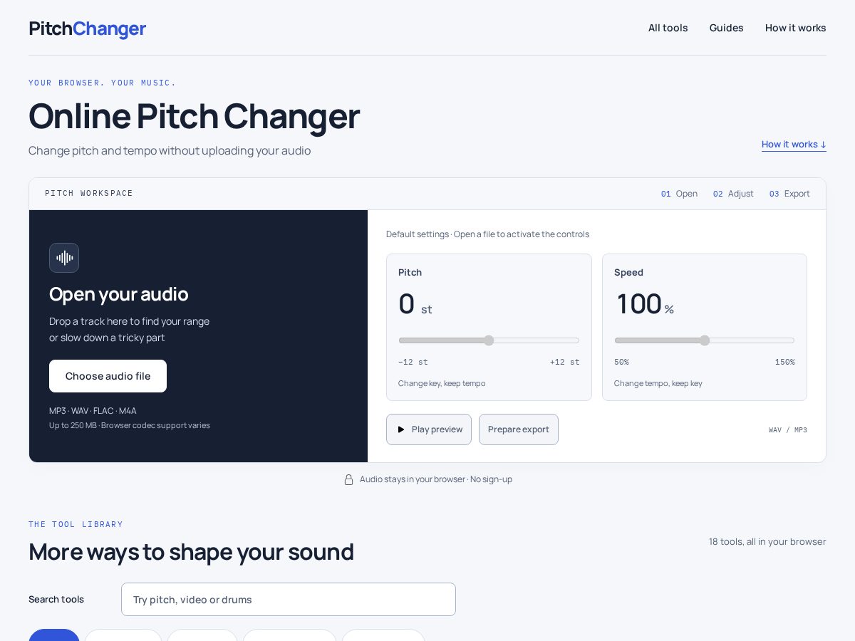 Landing-page snapshot of pitchchanger.online
